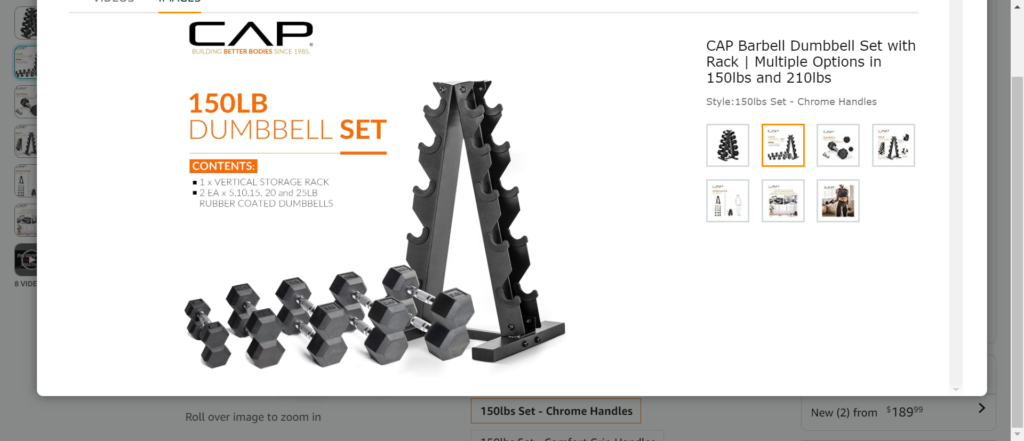 CAP Barbell Dumbbell Set with Rack